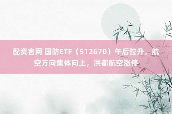 配资官网 国防ETF（512670）午后拉升，航空方向集体向上，洪都航空涨停