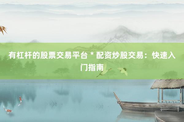 有杠杆的股票交易平台 * 配资炒股交易：快速入门指南