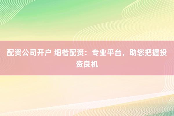 配资公司开户 细楷配资：专业平台，助您把握投资良机