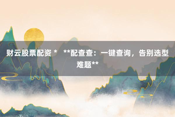 财云股票配资 *   **配查查：一键查询，告别选型难题**