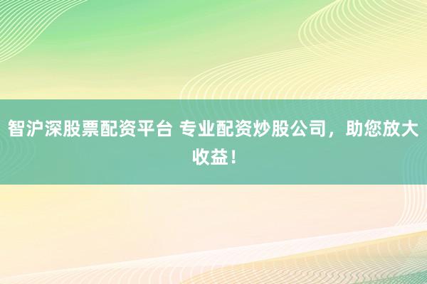 智沪深股票配资平台 专业配资炒股公司，助您放大收益！