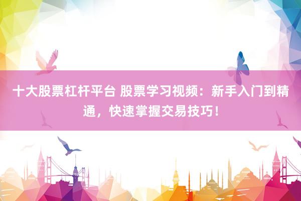十大股票杠杆平台 股票学习视频：新手入门到精通，快速掌握交易技巧！