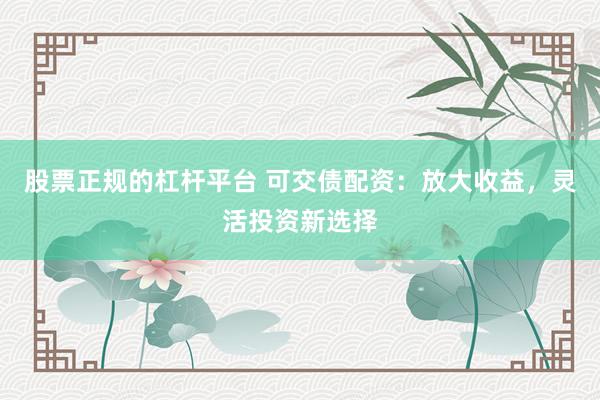 股票正规的杠杆平台 可交债配资：放大收益，灵活投资新选择