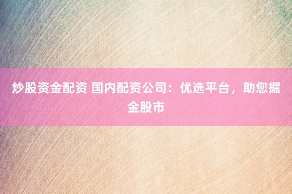 炒股资金配资 国内配资公司：优选平台，助您掘金股市