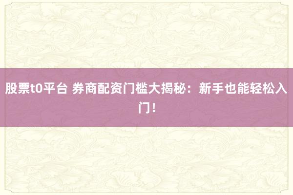 股票t0平台 券商配资门槛大揭秘：新手也能轻松入门！