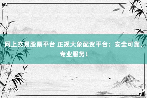 网上交易股票平台 正规大象配资平台：安全可靠，专业服务！