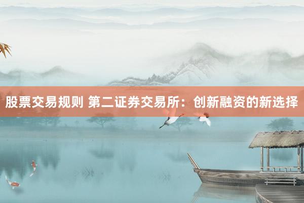 股票交易规则 第二证券交易所：创新融资的新选择