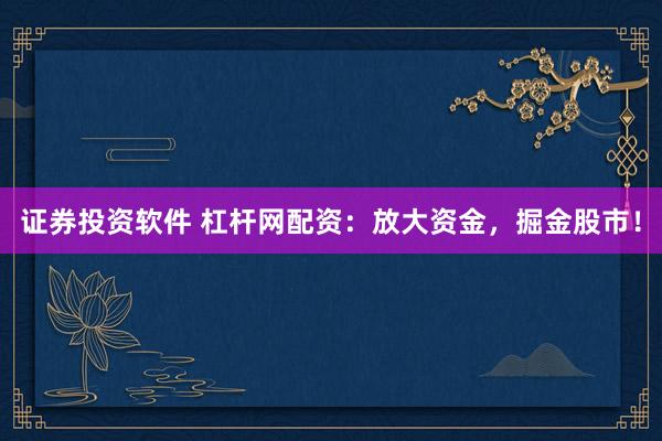 证券投资软件 杠杆网配资：放大资金，掘金股市！