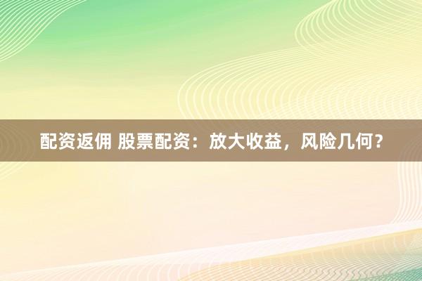 配资返佣 股票配资:放大收益,风险几何?