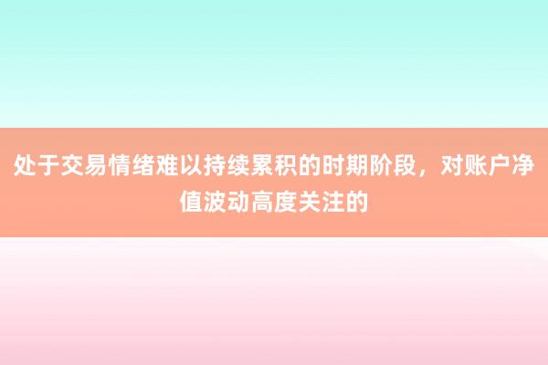 处于交易情绪难以持续累积的时期阶段，对账户净值波动高度关注的