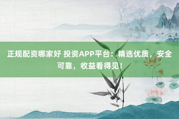 正规配资哪家好 投资APP平台:精选优质,安全可靠,收益看得见!