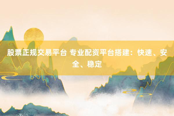 股票正规交易平台 专业配资平台搭建：快速、安全、稳定