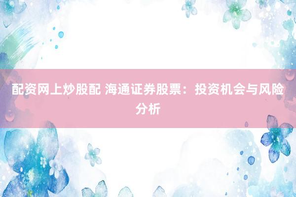 配资网上炒股配 海通证券股票：投资机会与风险分析