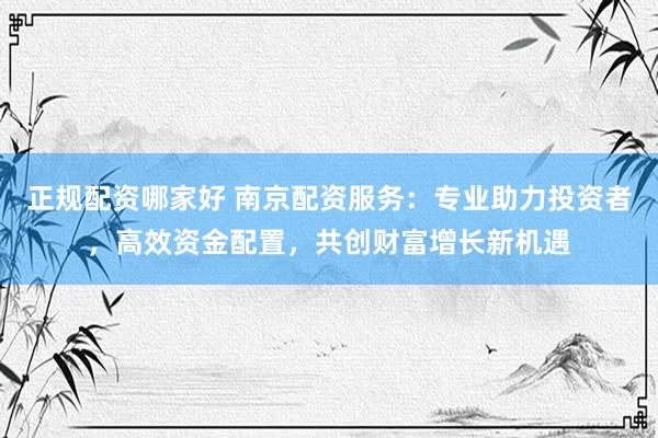 正规配资哪家好 南京配资服务：专业助力投资者，高效资金配置，共创财富增长新机遇