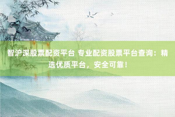 智沪深股票配资平台 专业配资股票平台查询：精选优质平台，安全可靠！